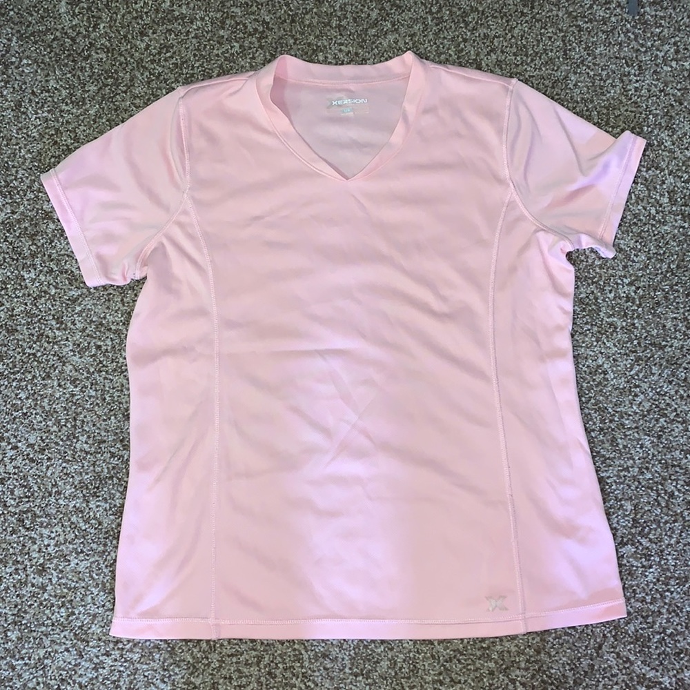 Xersion light pink vneck dry fit shirt